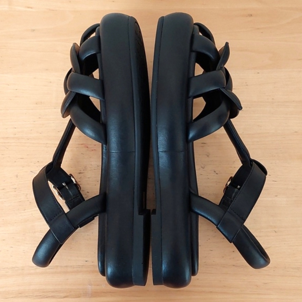 Coach Penney Strappy Fisherman Platform Black Leather Sandals - Picture 8 of 16